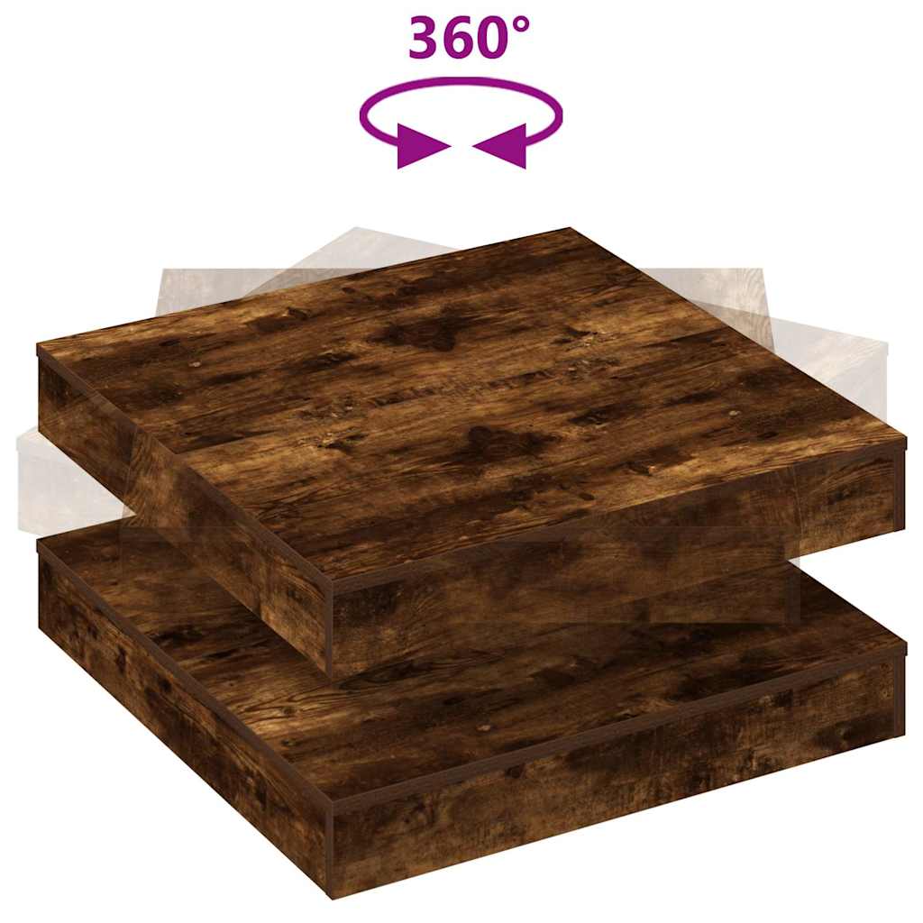 vidaXL Coffee Table 360-Degree Rotatable Smoked Oak 70x70x34.5 cm