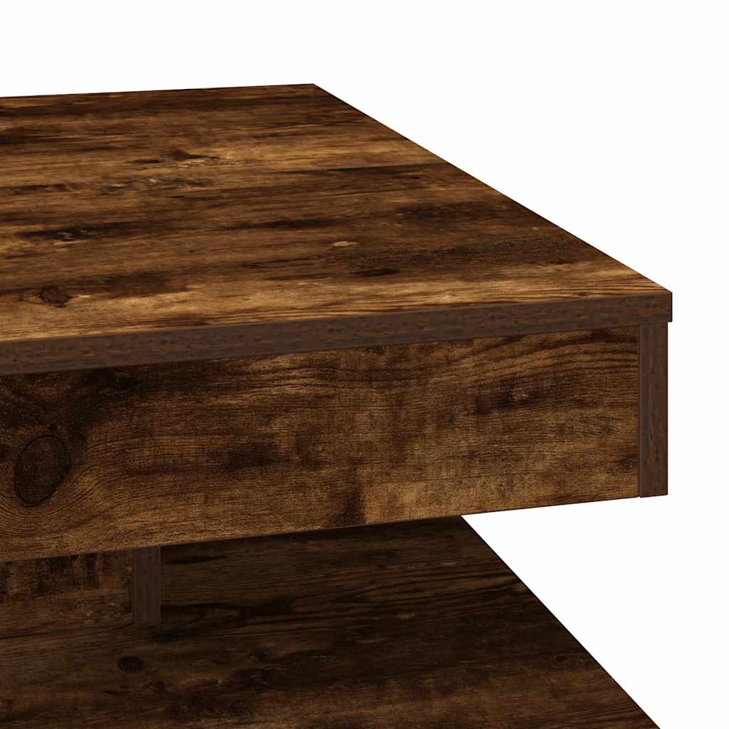 vidaXL Coffee Table 360-Degree Rotatable Smoked Oak 70x70x34.5 cm