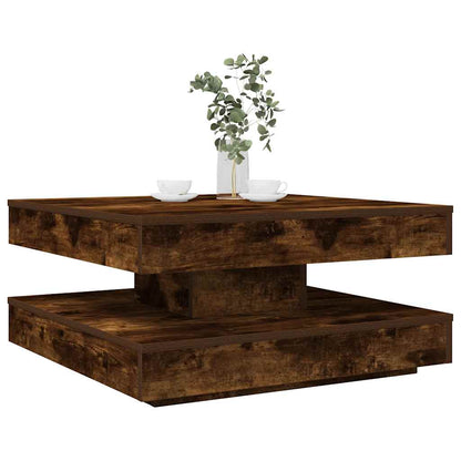 vidaXL Coffee Table 360-Degree Rotatable Smoked Oak 70x70x34.5 cm
