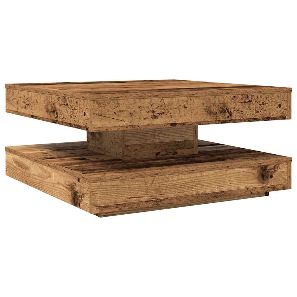 vidaXL Coffee Table 360-Degree Rotatable Old Wood 70x70x34,5 cm