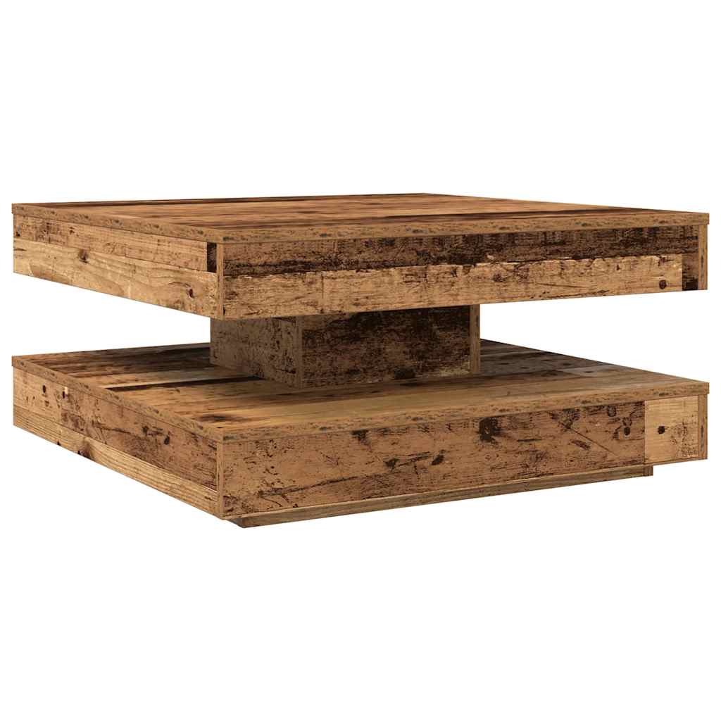 vidaXL Coffee Table 360-Degree Rotatable Old Wood 70x70x34,5 cm