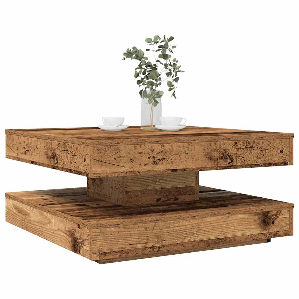 vidaXL Coffee Table 360-Degree Rotatable Old Wood 70x70x34,5 cm