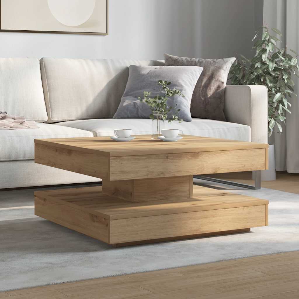 vidaXL Coffee Table 360-Degree Rotatable Artisan Oak 70x70x34.5 cm