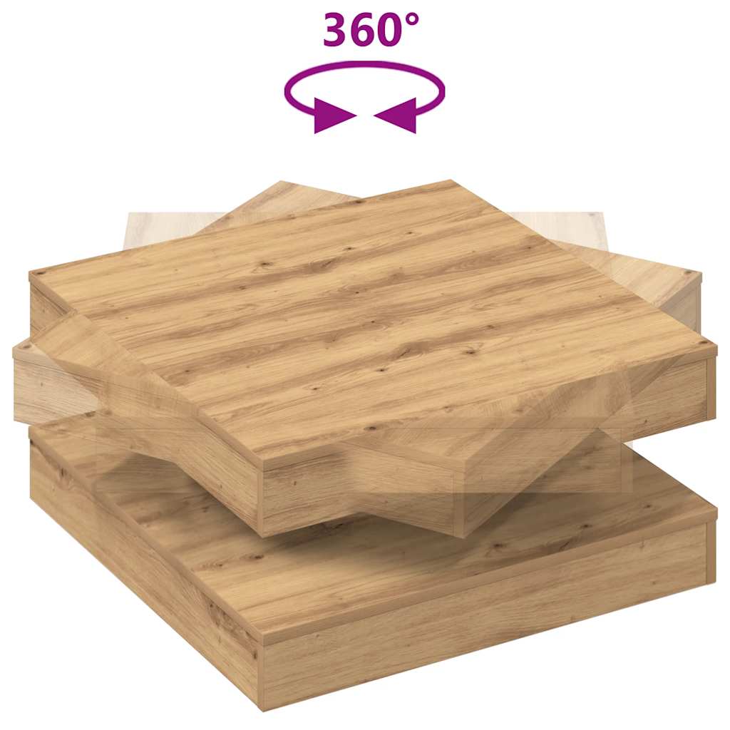 vidaXL Coffee Table 360-Degree Rotatable Artisan Oak 70x70x34.5 cm
