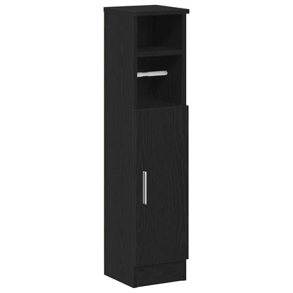 vidaXL Bathroom Cabinet with Roll Holder Black 20,5x22x90 cm