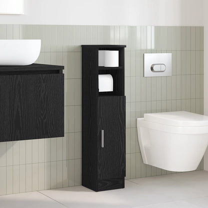vidaXL Bathroom Cabinet with Roll Holder Black 20,5x22x90 cm