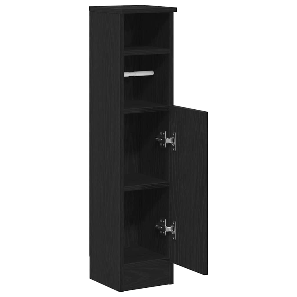 vidaXL Bathroom Cabinet with Roll Holder Black 20,5x22x90 cm