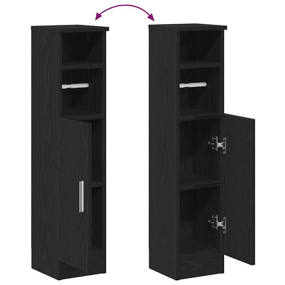 vidaXL Bathroom Cabinet with Roll Holder Black 20,5x22x90 cm