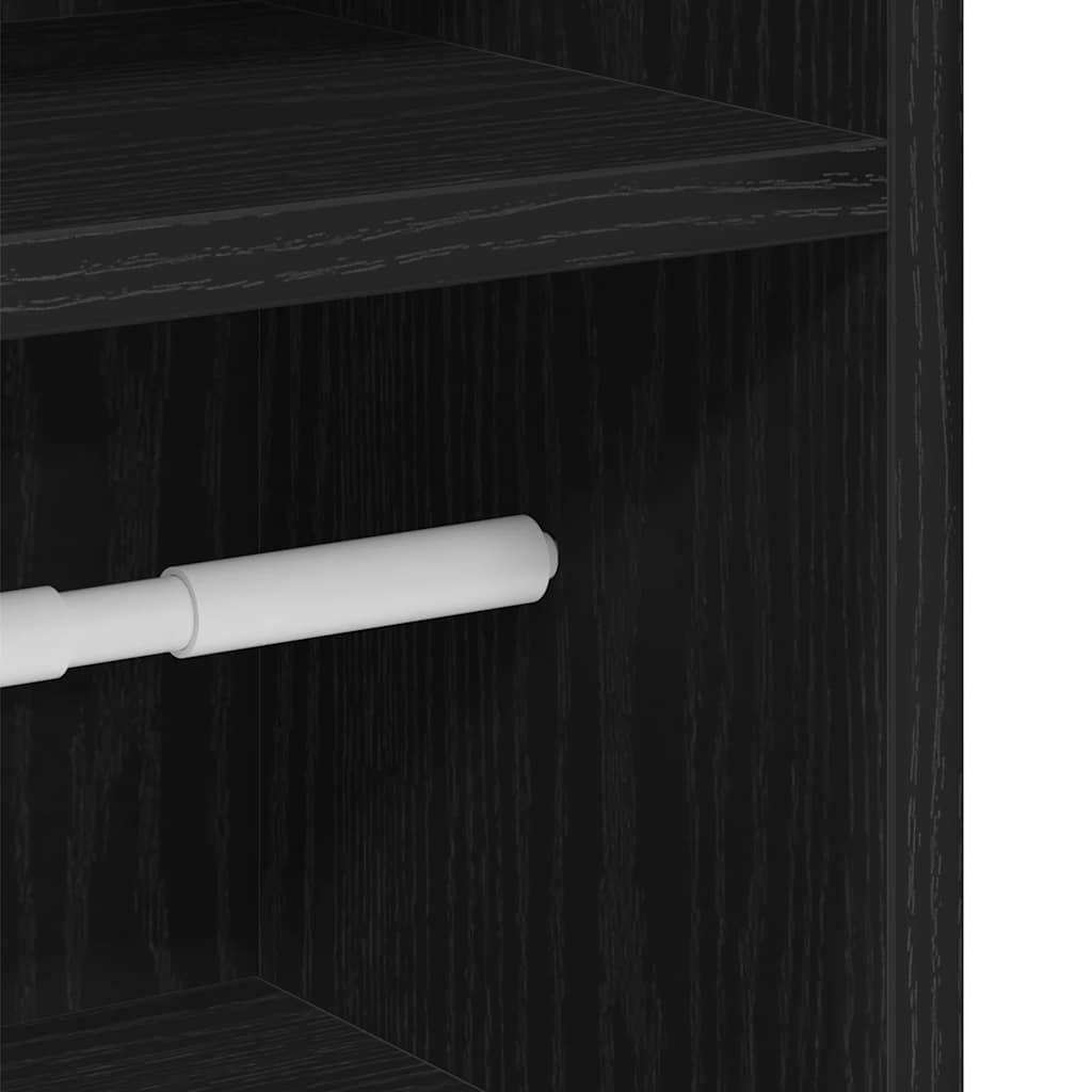vidaXL Bathroom Cabinet with Roll Holder Black 20,5x22x90 cm