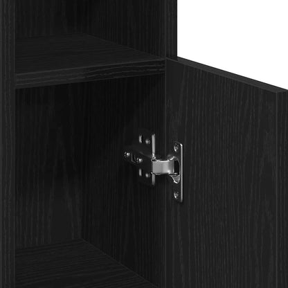 vidaXL Bathroom Cabinet with Roll Holder Black 20,5x22x90 cm