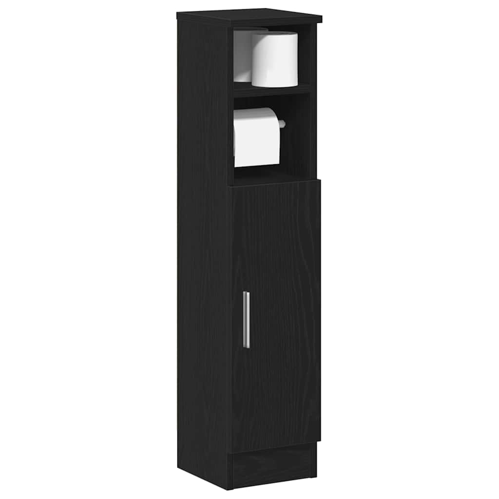 vidaXL Bathroom Cabinet with Roll Holder Black 20,5x22x90 cm