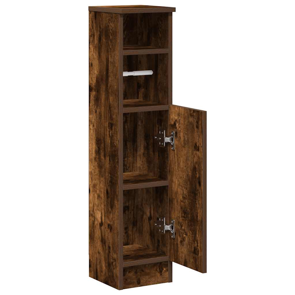 vidaXL Bathroom Cabinet with Roll Holder Smoked Oak 20.5x22x90 cm
