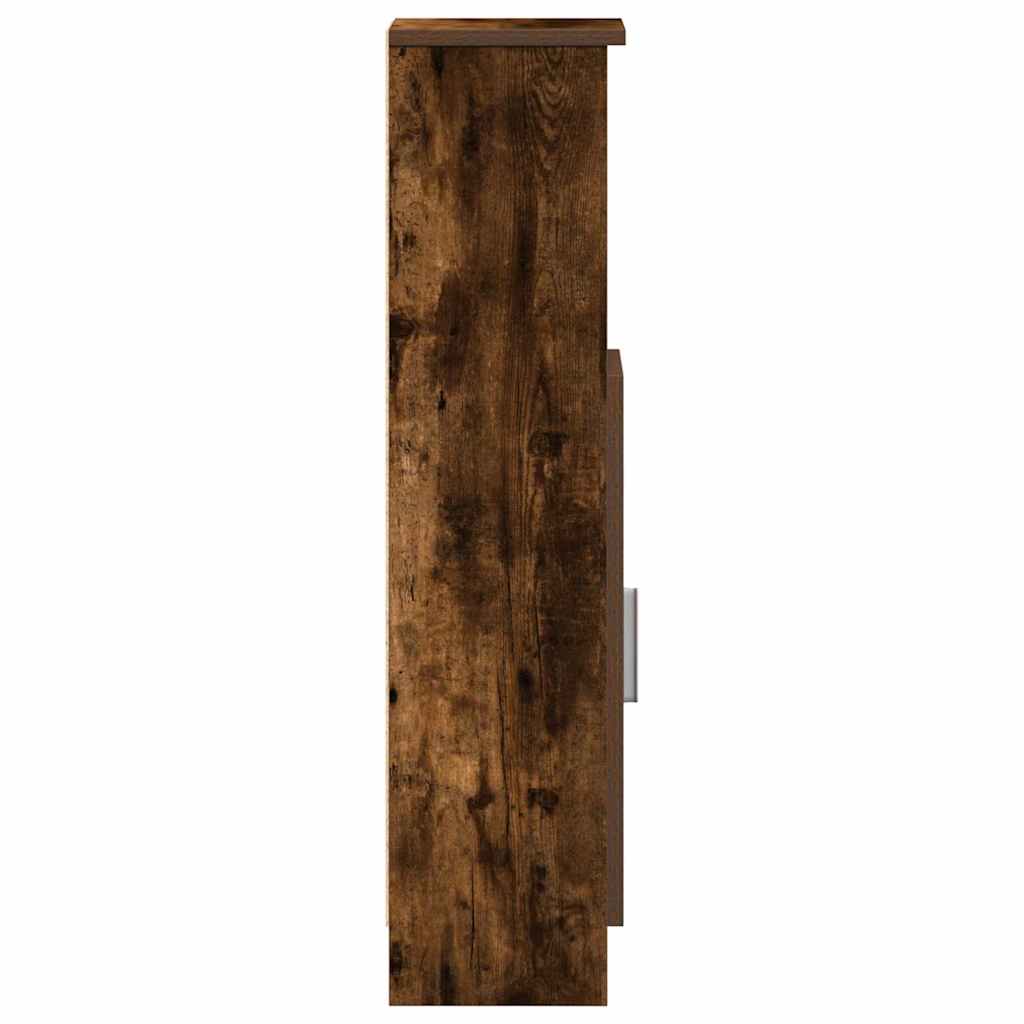 vidaXL Bathroom Cabinet with Roll Holder Smoked Oak 20.5x22x90 cm