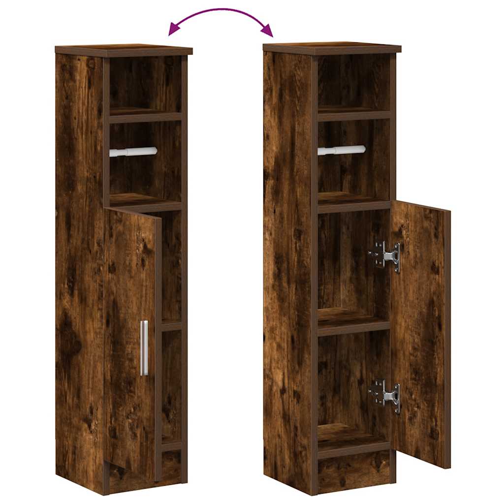 vidaXL Bathroom Cabinet with Roll Holder Smoked Oak 20.5x22x90 cm