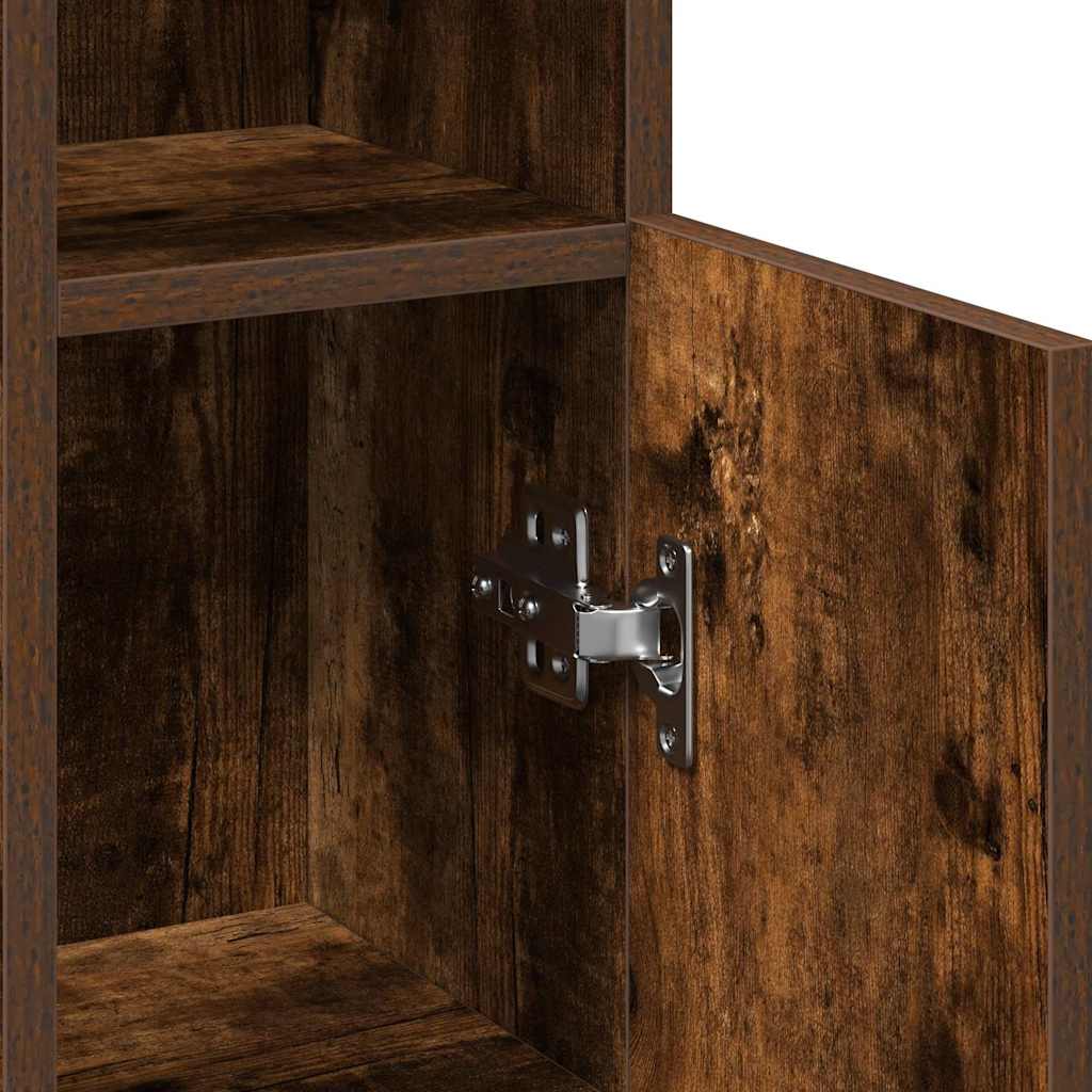 vidaXL Bathroom Cabinet with Roll Holder Smoked Oak 20.5x22x90 cm