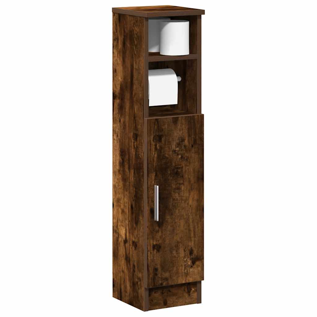 vidaXL Bathroom Cabinet with Roll Holder Smoked Oak 20.5x22x90 cm