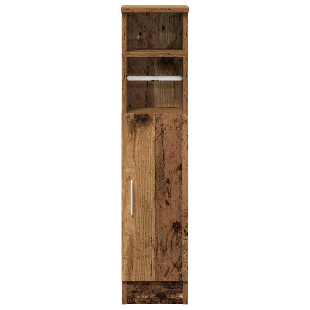 vidaXL Bathroom Cabinet with Roll Holder Old Wood 20.5x22x90 cm