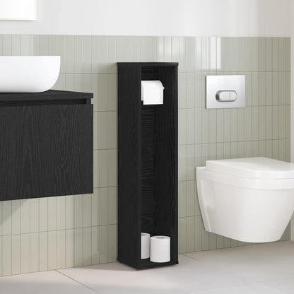 vidaXL Bathroom Cabinet with Roll Holder Black 20.5x20x90 cm