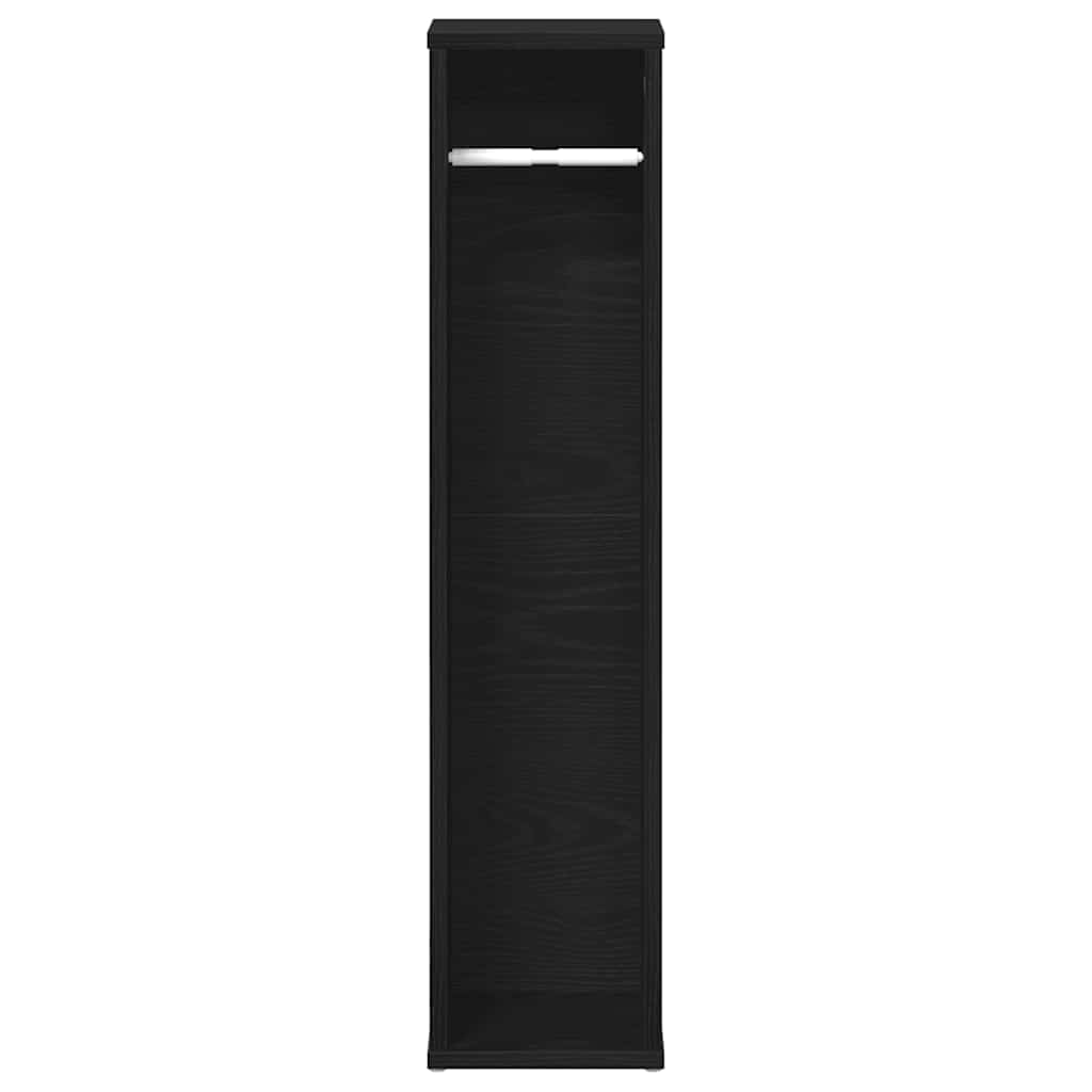 vidaXL Bathroom Cabinet with Roll Holder Black 20.5x20x90 cm