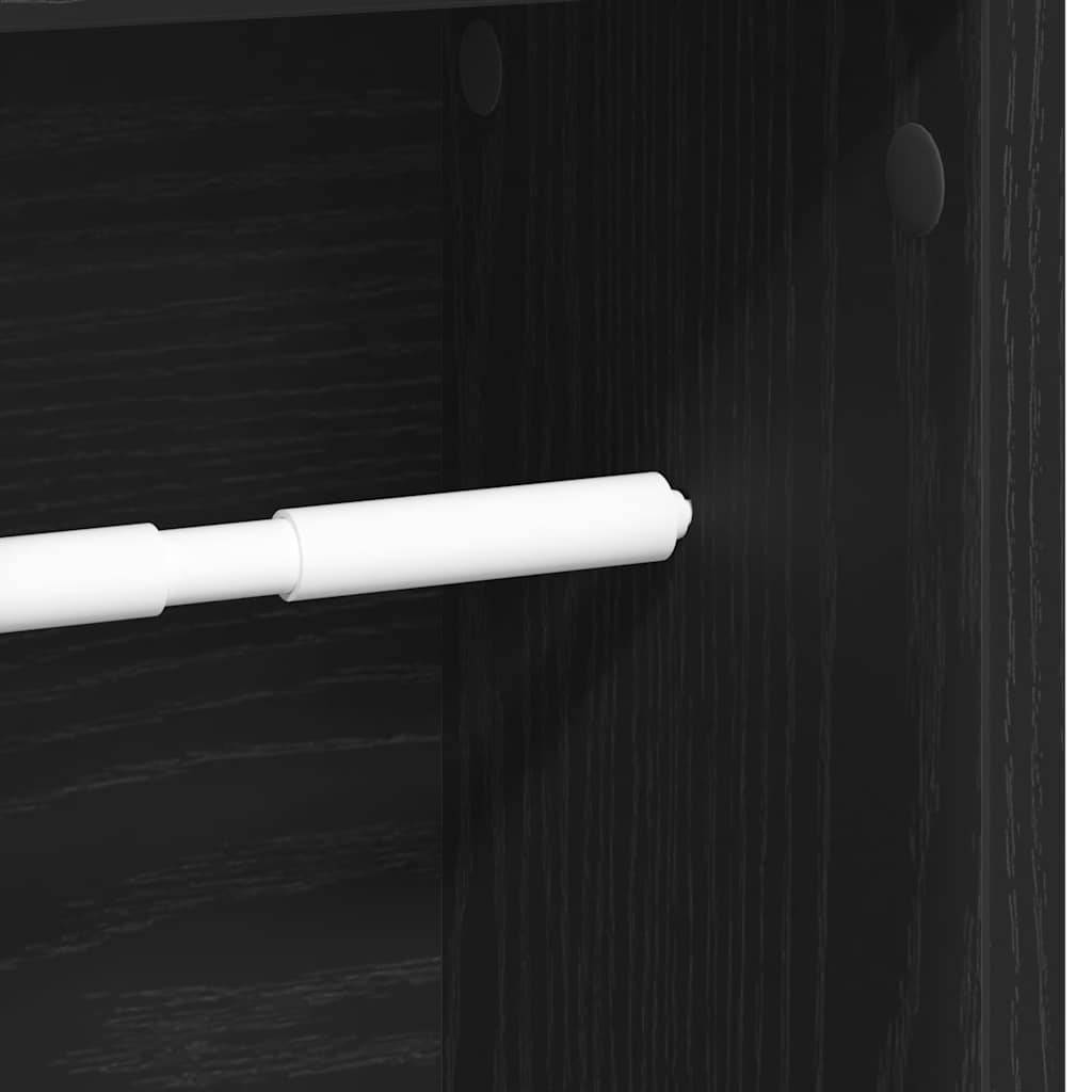 vidaXL Bathroom Cabinet with Roll Holder Black 20.5x20x90 cm