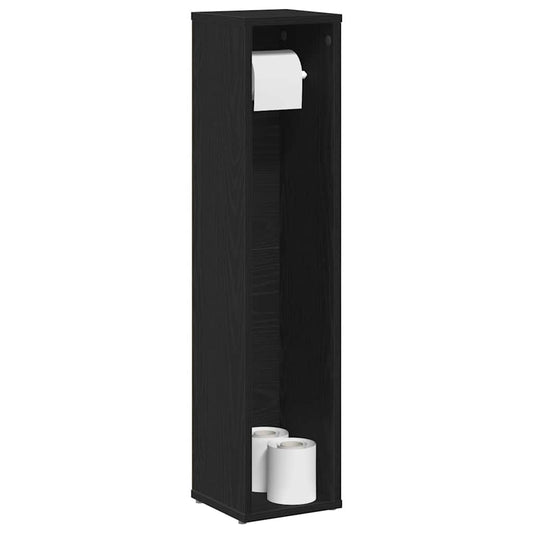 vidaXL Bathroom Cabinet with Roll Holder Black 20.5x20x90 cm