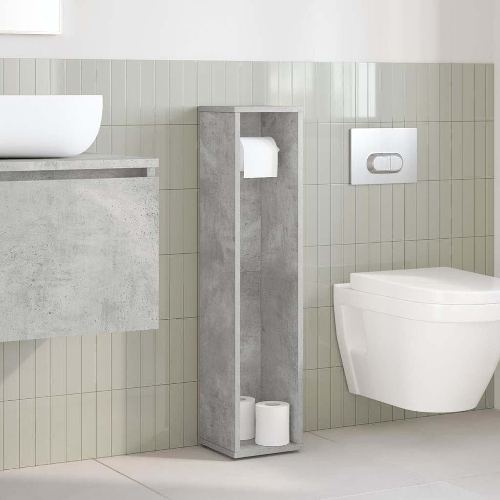 vidaXL Bathroom Cabinet with Roll Holder Concrete Grey 20.5x20x90 cm