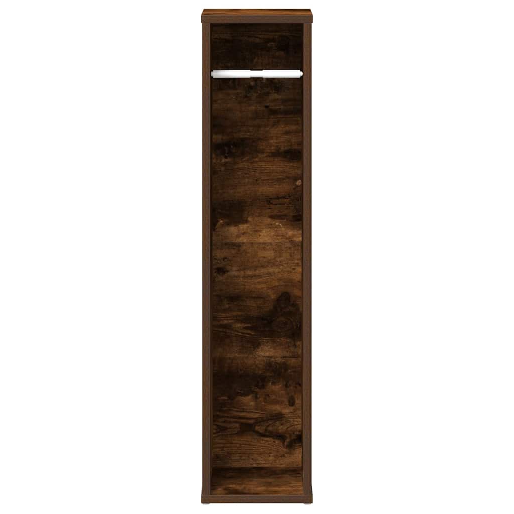 vidaXL Bathroom Cabinet with Roll Holder Smoked Oak 20.5x20x90 cm