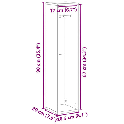 vidaXL Bathroom Cabinet with Roll Holder Grey Sonoma 20.5x20x90 cm