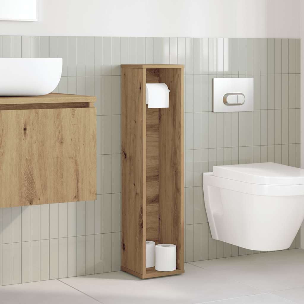 vidaXL Bathroom Cabinet with Roll Holder Artisan Oak 20.5x20x90 cm