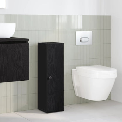 vidaXL Bathroom Cabinet with Roll Holder Black 20,5x22x72 cm
