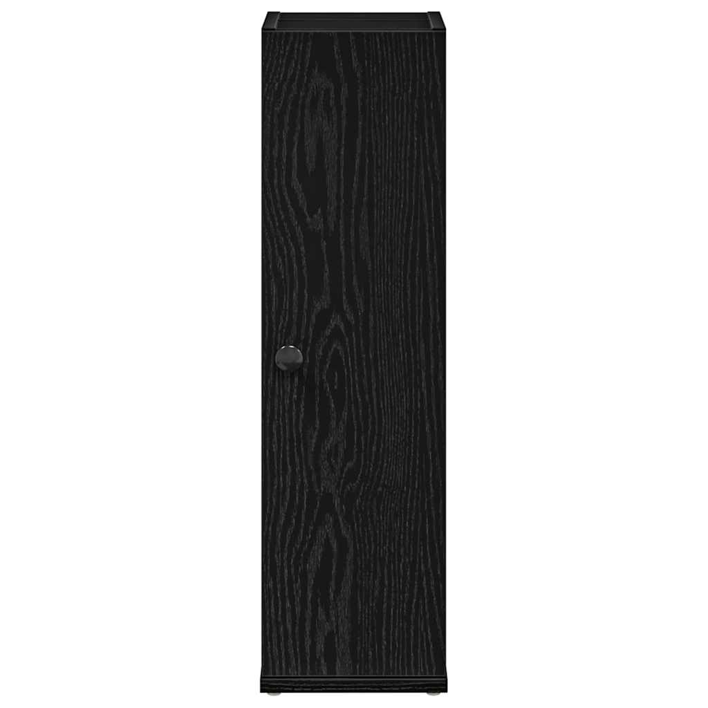vidaXL Bathroom Cabinet with Roll Holder Black 20.5x22x72 cm