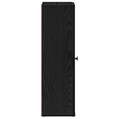 vidaXL Bathroom Cabinet with Roll Holder Black 20.5x22x72 cm