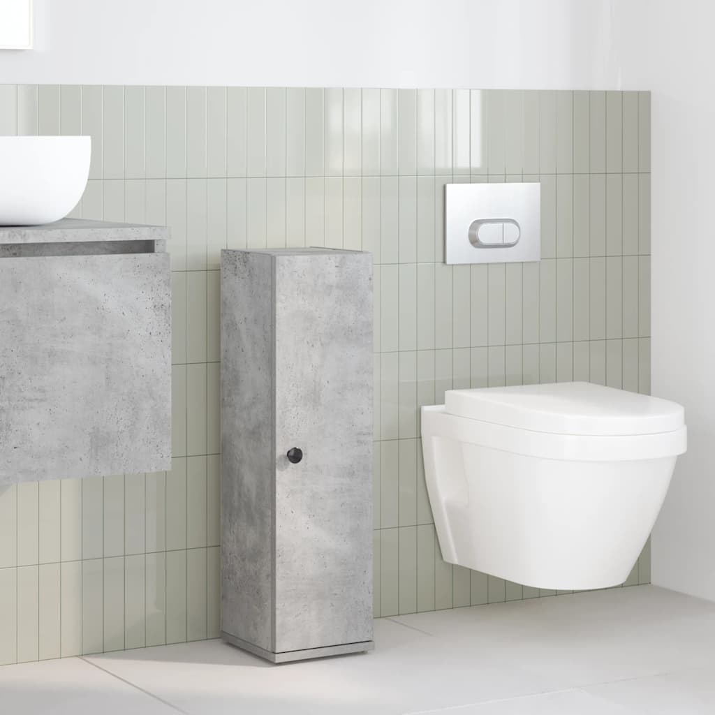 vidaXL Bathroom Cabinet with Roll Holder Concrete Grey 20,5x22x72 cm