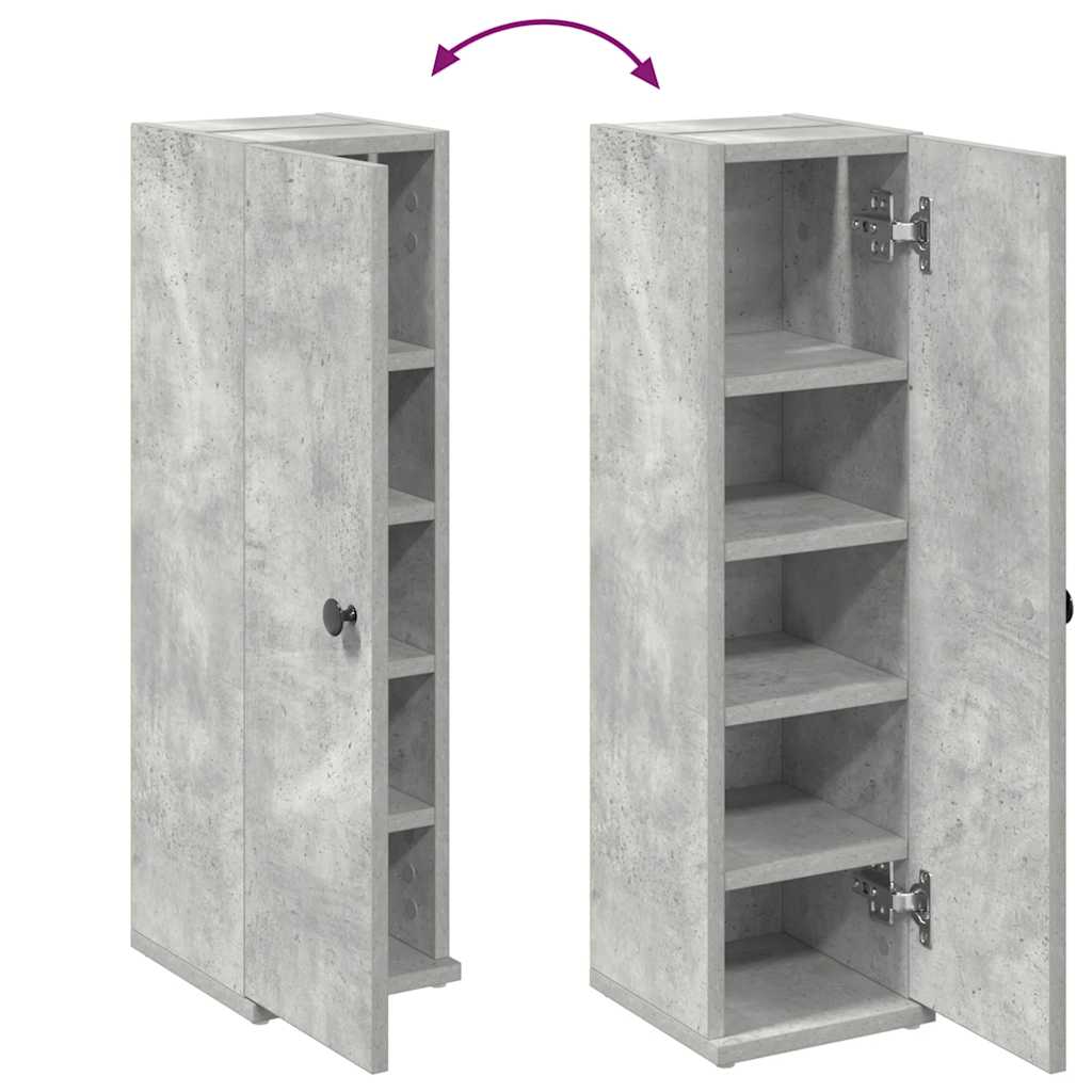 vidaXL Bathroom Cabinet with Roll Holder Concrete Grey 20.5x22x72 cm