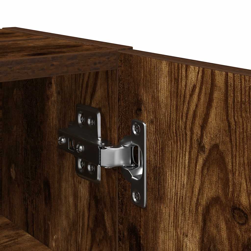 vidaXL Bathroom Cabinet with Roll Holder Smoked Oak 20.5x22x72 cm