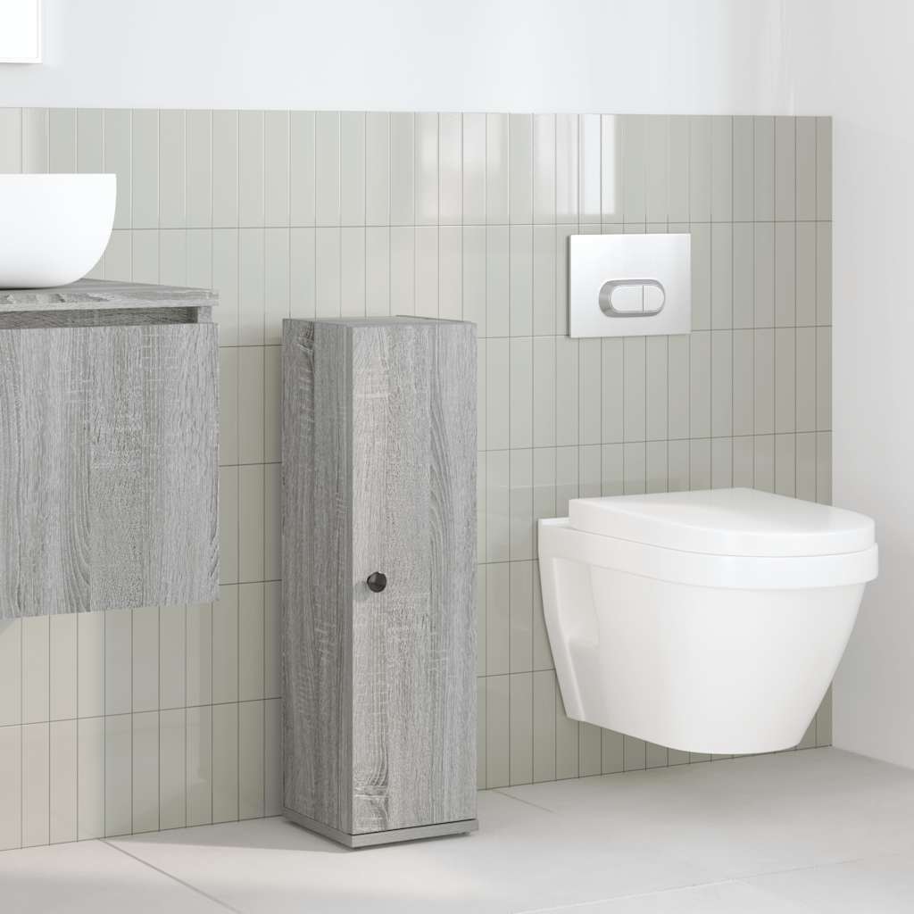 vidaXL Bathroom Cabinet with Roll Holder Grey Sonoma 20,5x22x72 cm