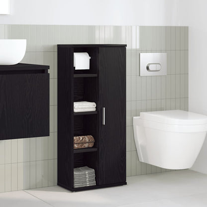 vidaXL Bathroom Cabinet with Roll Holder Black 39x22x90 cm