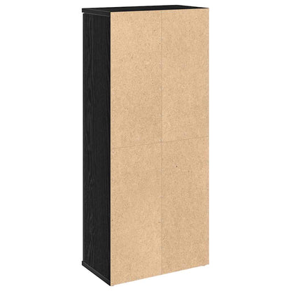 vidaXL Bathroom Cabinet with Roll Holder Black 39x22x90 cm