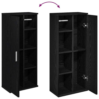 vidaXL Bathroom Cabinet with Roll Holder Black 39x22x90 cm