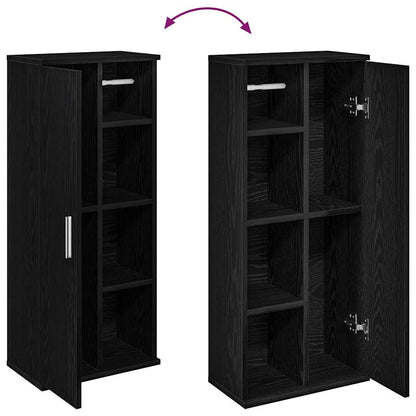 vidaXL Bathroom Cabinet with Roll Holder Black 39x22x90 cm