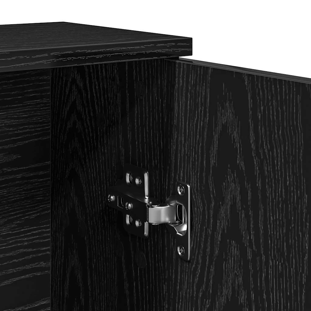 vidaXL Bathroom Cabinet with Roll Holder Black 39x22x90 cm