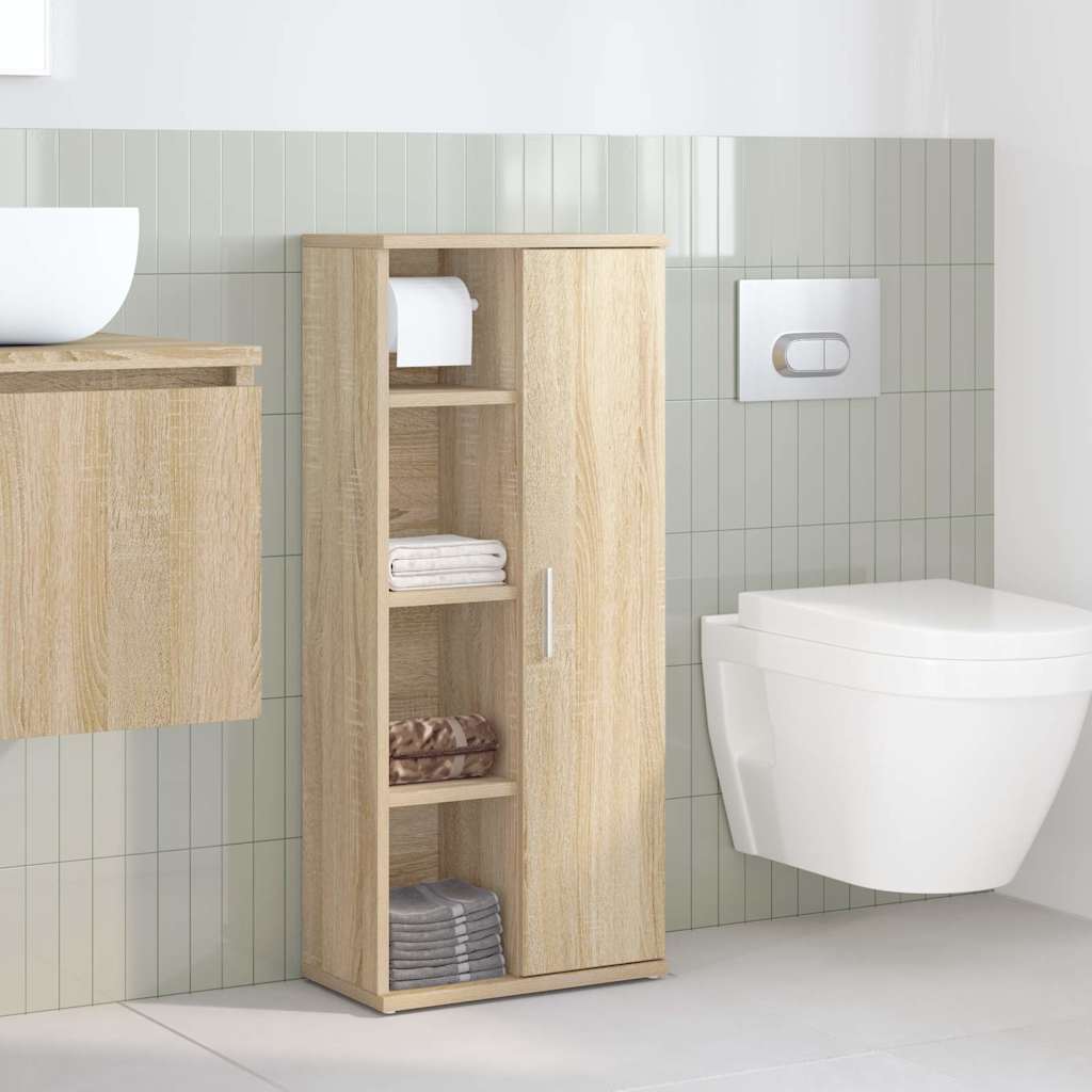 vidaXL Bathroom Cabinet with Roll Holder Sonoma Oak 39x22x90 cm