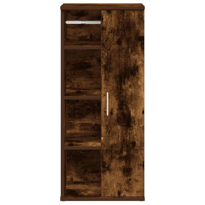 vidaXL Bathroom Cabinet with Roll Holder Smoked Oak 39x22x90 cm