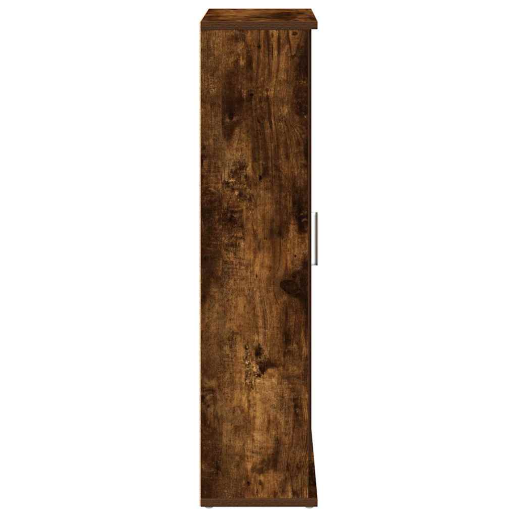 vidaXL Bathroom Cabinet with Roll Holder Smoked Oak 39x22x90 cm