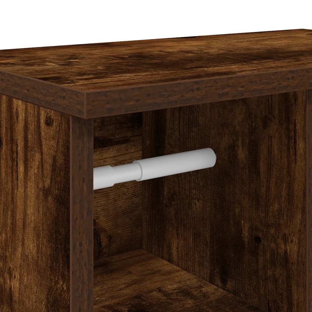 vidaXL Bathroom Cabinet with Roll Holder Smoked Oak 39x22x90 cm