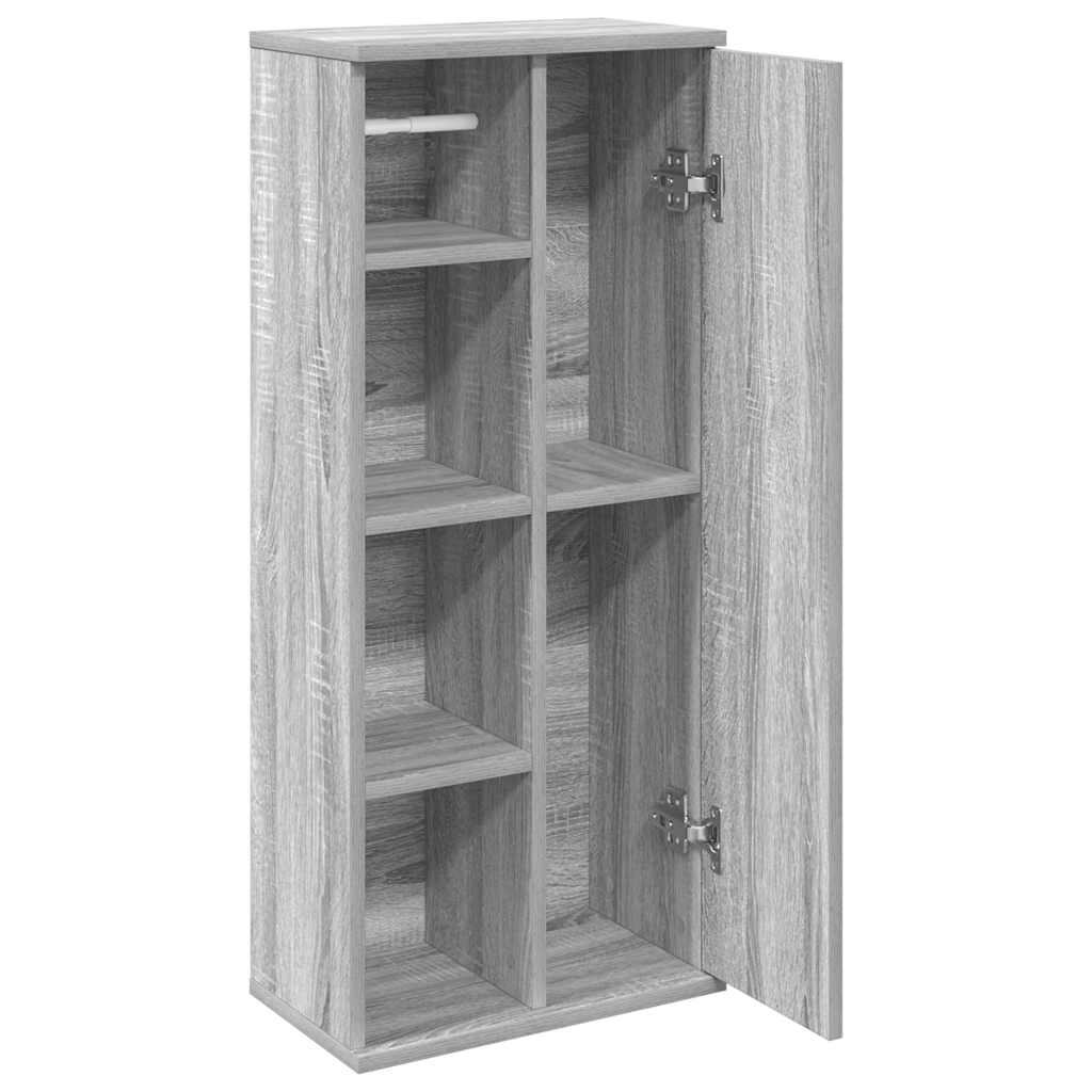 vidaXL Bathroom Cabinet with Roll Holder Grey Sonoma 39x22x90 cm