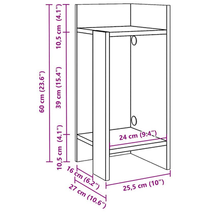 vidaXL Side Table with Shelf White 25.5x27x60 cm