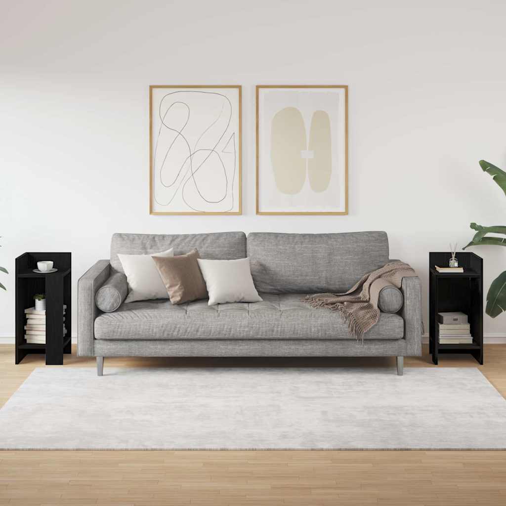 vidaXL Side Tables 2 pcs with Shelf Black 25.5x27x60 cm