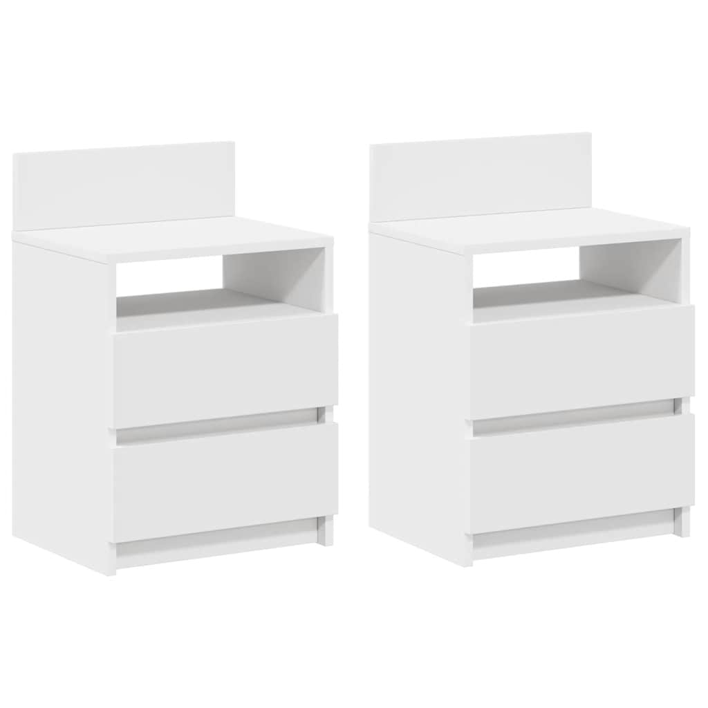 vidaXL Bedside Cabinets 2 pcs with 2 Drawers White 40x33x60 cm