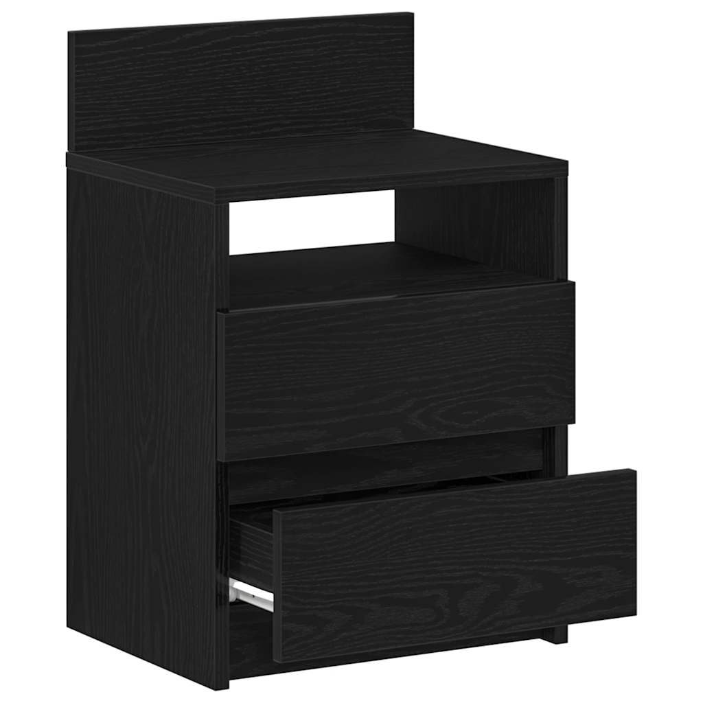 vidaXL Bedside Cabinets 2 pcs with 2 Drawers Black 40x33x60 cm